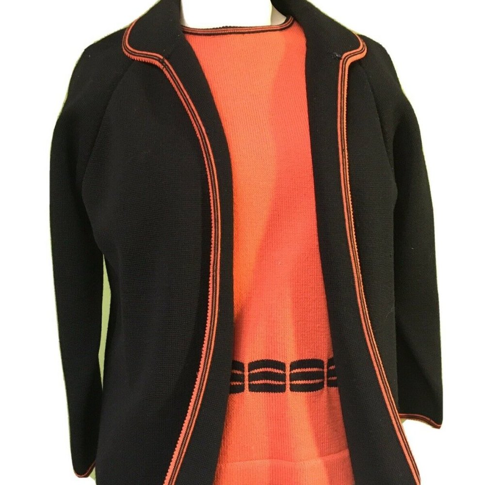 Sweater & Top Set Wmn Seperates Orange & blk k192